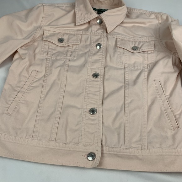 Vtg Lauren Jeans Co Ralph Lauren Bashful Pink Trucker Denim Jacket Small - Picture 7 of 16